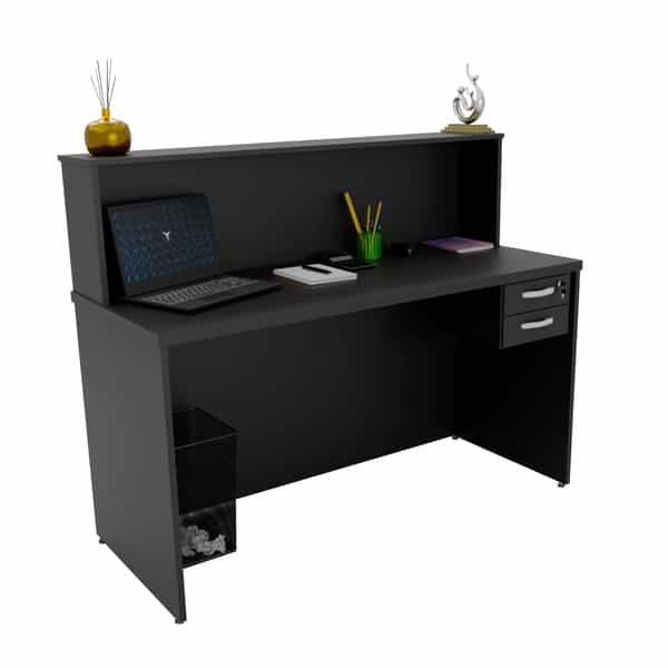Balcão De Atendimento 15mm 1200x600 Com Gaveteiro - Preto Balcão De Atendimento 15mm 1200x600 Com Gaveteiro - Preto - Imagem 1