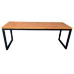 Banco De Madeira E Ferro Estilo Industrial - Base Preto Eletrostático E Assento Tonalidade Castanheira - Imagem 2