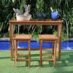 Banqueta Média em Madeira 65cm Marrom Tropicália Naterial - Imagem 4