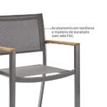 Cadeira de Jardim em Alumínio 84x55cm Cinza Oris Naterial - Imagem 3