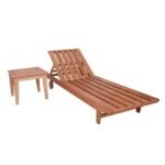 Conjunto Espreguiçadeira E Mesinha De Centro Madeira Maciça Madeira