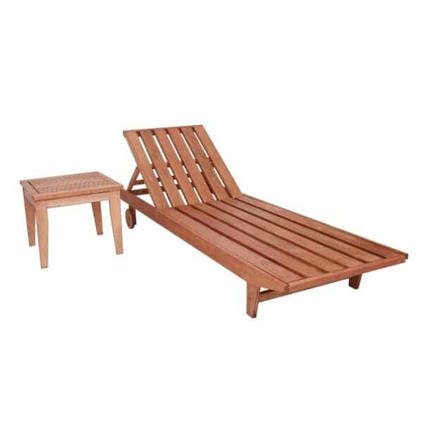 Conjunto Espreguiçadeira E Mesinha De Centro Madeira Maciça Madeira Conjunto Espreguiçadeira E Mesinha De Centro Madeira Maciça Madeira - Imagem 1