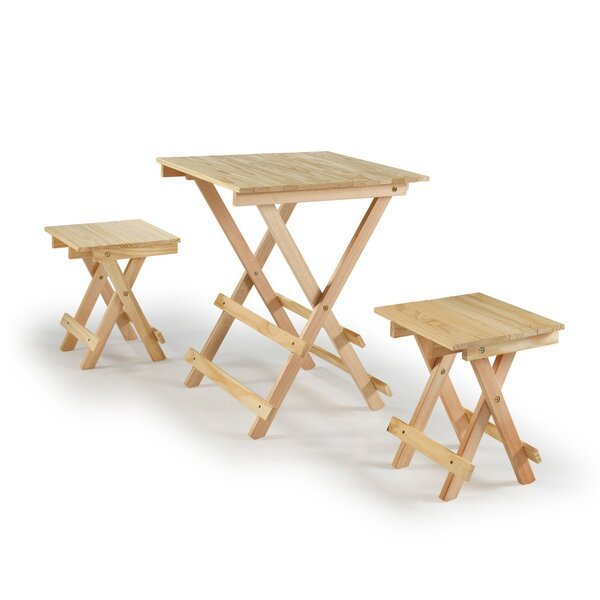 Conjunto Mesa Dobrável E 2 Banquetas Bege Conjunto Mesa Dobrável E 2 Banquetas Bege - Imagem 1