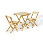 Conjunto Mesa Dobrável E 2 Cadeiras Espresso Móveis Bege