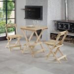 Conjunto Mesa Dobrável E 2 Cadeiras Espresso Móveis Bege - Imagem 4