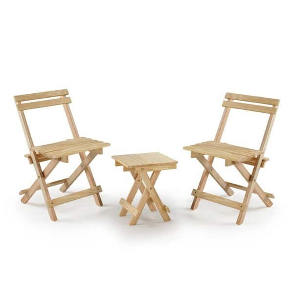 Conjunto Mesinha Dobrável E 2 Cadeiras Bege Conjunto Mesinha Dobrável E 2 Cadeiras Bege - Imagem 1