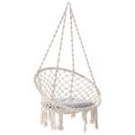 Rede Cadeira De Balanço De Algodão Suspensa Quintal Varanda Descanso Teto Decoração Trançada Casa Jardim Sacada