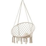 Rede Cadeira De Balanço De Algodão Suspensa Quintal Varanda Descanso Teto Decoração Trançada Casa Jardim Sacada - Imagem 2