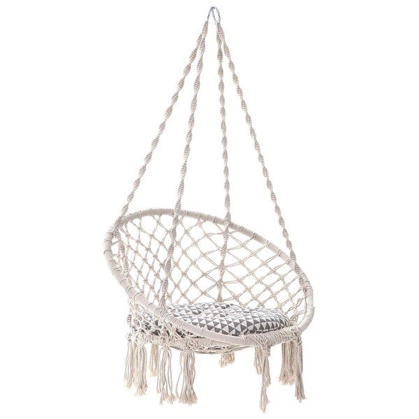 Rede Cadeira De Balanço De Algodão Suspensa Quintal Varanda Descanso Teto Decoração Trançada Casa Jardim Sacada Rede Cadeira De Balanço De Algodão Suspensa Quintal Varanda Descanso Teto Decoração Trançada Casa Jardim Sacada - Imagem 1