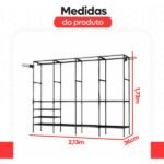 Arara Cabideiro Com Sapateira E 10 Prateleiras 4 Colunas Armário Organizador Quádruplo Para Closet E Quarto De Casal - Imagem 2