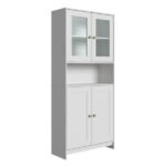 Armário Multiuso Cozinha Americana Com Porta De Vidro Brancogelo
