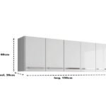 Armario Suspenso Para Cozinha 5 Portas Branco Santorini Brienza Movelaria - Imagem 3