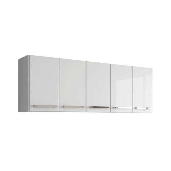 Armario Suspenso Para Cozinha 5 Portas Branco Santorini Brienza Movelaria Armario Suspenso Para Cozinha 5 Portas Branco Santorini Brienza Movelaria - Imagem 1