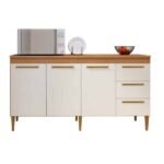 Balcão Atenas 3 Portas E 3 Gavetas Natureoff White