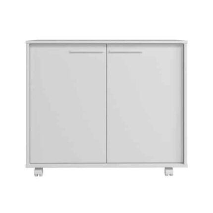 Balcão Em Mdp Com 2 Portas 2 Prateleiras E 4 Pés Com Rodízios Brv Móveis