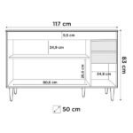 Balcão Gabinete 120cm 3 Portas 2 Gavetas Michigan Branco - Lumil - Imagem 3