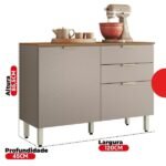 Balcão Para Cozinha Em Mdp 2 Portas E 2 Gavetas Alba Amêndolanude - Imagem 2