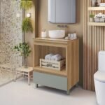 Balcão de Cozinha 100% MDF Nature com 1 Gaveta 70x91x52cm Rainha Nesher - Imagem 2