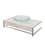 Bancada de Banheiro em Cerâmica com 1 Cuba de Apoio 25,9x44,7x71,2cm Pequena Bege Cris Metal