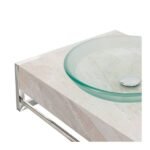 Bancada de Banheiro em Cerâmica com 1 Cuba de Apoio 25,9x44,7x71,2cm Pequena Bege Cris Metal - Imagem 2