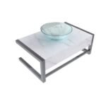 Bancada de Banheiro em Cerâmica com 1 Cuba de Apoio 25,9x44,7x71,2cm Pequena Branca Cris Metal - Imagem 2