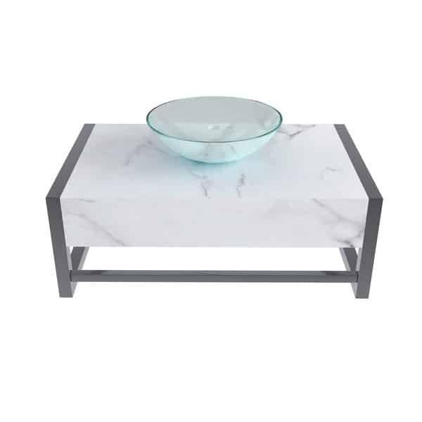 Bancada de Banheiro em Cerâmica com 1 Cuba de Apoio 25,9x44,7x71,2cm Pequena Branca Cris Metal Bancada de Banheiro em Cerâmica com 1 Cuba de Apoio 25,9x44,7x71,2cm Pequena Branca Cris Metal - Imagem 1