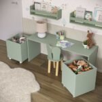 Baú Organizador De Brinquedos Mdf Com Rodízios Plancasa Verde Jade - Imagem 2