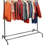 Cabideiro Arara De Alumínio Para Roupas e sapateiro com Suporte Laterais