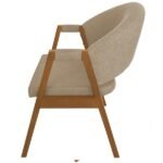 Cadeira De Jantar Hellen Base Madeira Cerejeira Linho Bege - Imagem 3