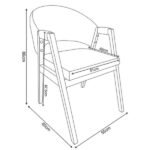 Cadeira De Jantar Hellen Base Madeira Cerejeira Linho Bege - Imagem 5