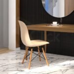 Cadeira P Penteadeira Moderna Charles Eames Eiffel Pés Madeira - Imagem 2