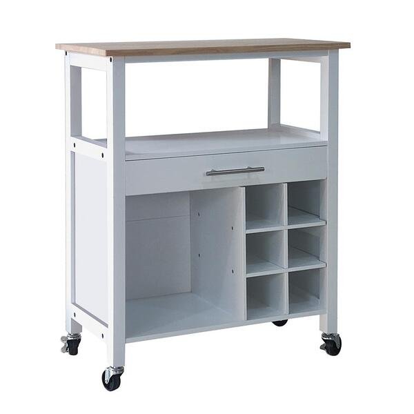 Carrinho Auxiliar Para Cozinha Louis 1 Gvt Branco E Natural Carrinho Auxiliar Para Cozinha Louis 1 Gvt Branco E Natural - Imagem 1