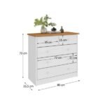 Cômoda Madeira Maciça 5 Gavetas Rondo - Branco Madeirado - Imagem 3