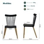 Conjunto 4 Cadeiras Windsor Preta Para Sala De Jantar Cozinha Restaurante Com Base Em Madeira - Imagem 4