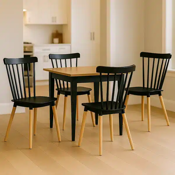 Conjunto 4 Cadeiras Windsor Preta Para Sala De Jantar Cozinha Restaurante Com Base Em Madeira Conjunto 4 Cadeiras Windsor Preta Para Sala De Jantar Cozinha Restaurante Com Base Em Madeira - Imagem 1