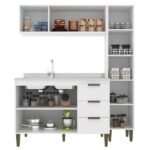 Cozinha Completa 3 Peças 6 Portas 3 Gavetas Bia Branco - Imagem 3