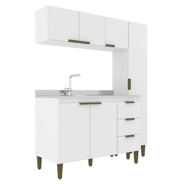 Cozinha Completa 3 Peças 6 Portas 3 Gavetas Bia Branco Cozinha Completa 3 Peças 6 Portas 3 Gavetas Bia Branco - Imagem 1