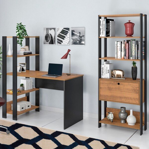 Escritório Completo Match 1 Porta Pinhopreto - Artely Escritório Completo Match 1 Porta Pinhopreto - Artely - Imagem 1