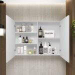 Espelheira Para Banheiro 2 Portas 2 Prateleiras Malbec Branco - Imagem 2