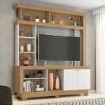 Estante Home Painel Para Tv Até 50 Polegadas 2 Portas Mali Nature/off White - Imagem 3