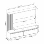 Estante Ripado Home Para Tv Até 60 Polegadas Com Led 2 Portas Nt 1295 Freijó Trend/off White Tx - Imagem 2