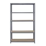 Estante de Aço e Madeira MDF com 5 Prateleiras Cinza Carga 196x120x50cm 1500kg Spaceo