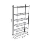 Estante de Metal Aço com 6 Prateleiras Preta Line Aramada 180x90x35cm 300kg Spaceo - Imagem 3