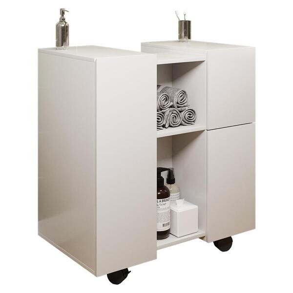 Gabinete Armario Banheiro Pia De Coluna Macau Com Rodízios Gabinete Armario Banheiro Pia De Coluna Macau Com Rodízios - Imagem 1