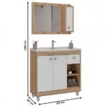 Gabinete Para Banheiro 2 Portas Gaveta Nichos Ozini Móveis - Imagem 3