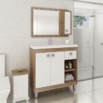 Gabinete Para Banheiro 2 Portas Gaveta Nichos Ozini Móveis - Imagem 4