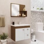 Gabinete Suspenso Com Cuba E Espelheira Isa Amêndoa/branco - Imagem 4