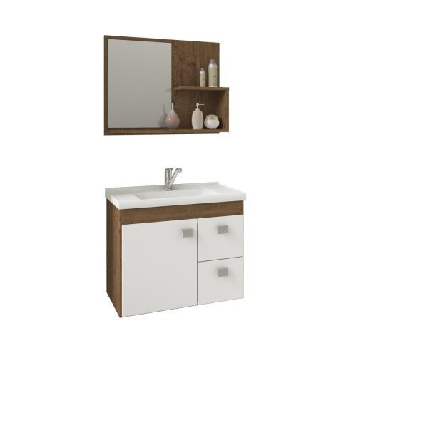 Gabinete Suspenso Com Cuba E Espelheira Isa Amêndoabranco (2) Gabinete Suspenso Com Cuba E Espelheira Isa Amêndoa/branco - Imagem 1