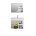 Gabinete Suspenso Com Cuba E Espelheira Isa Amêndoa/branco - Imagem 2