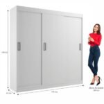 Guarda Roupa Casal 3 Portas De Correr 2 Gavetas Lisboa Evidência Móveis - Imagem 3